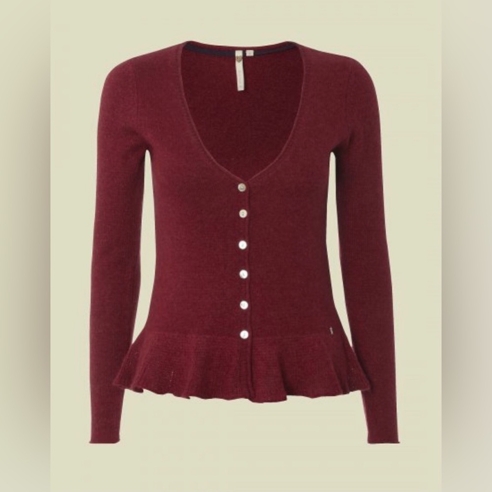 NWT White Stuff Burnt Red V-Neck Long Sleeve Button Up Cardigan. Sz 14.